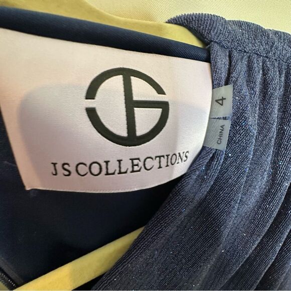 JS Collections Navy Blue Violetta Knit Tea Length Dress | size 4 - Picture 10 of 12